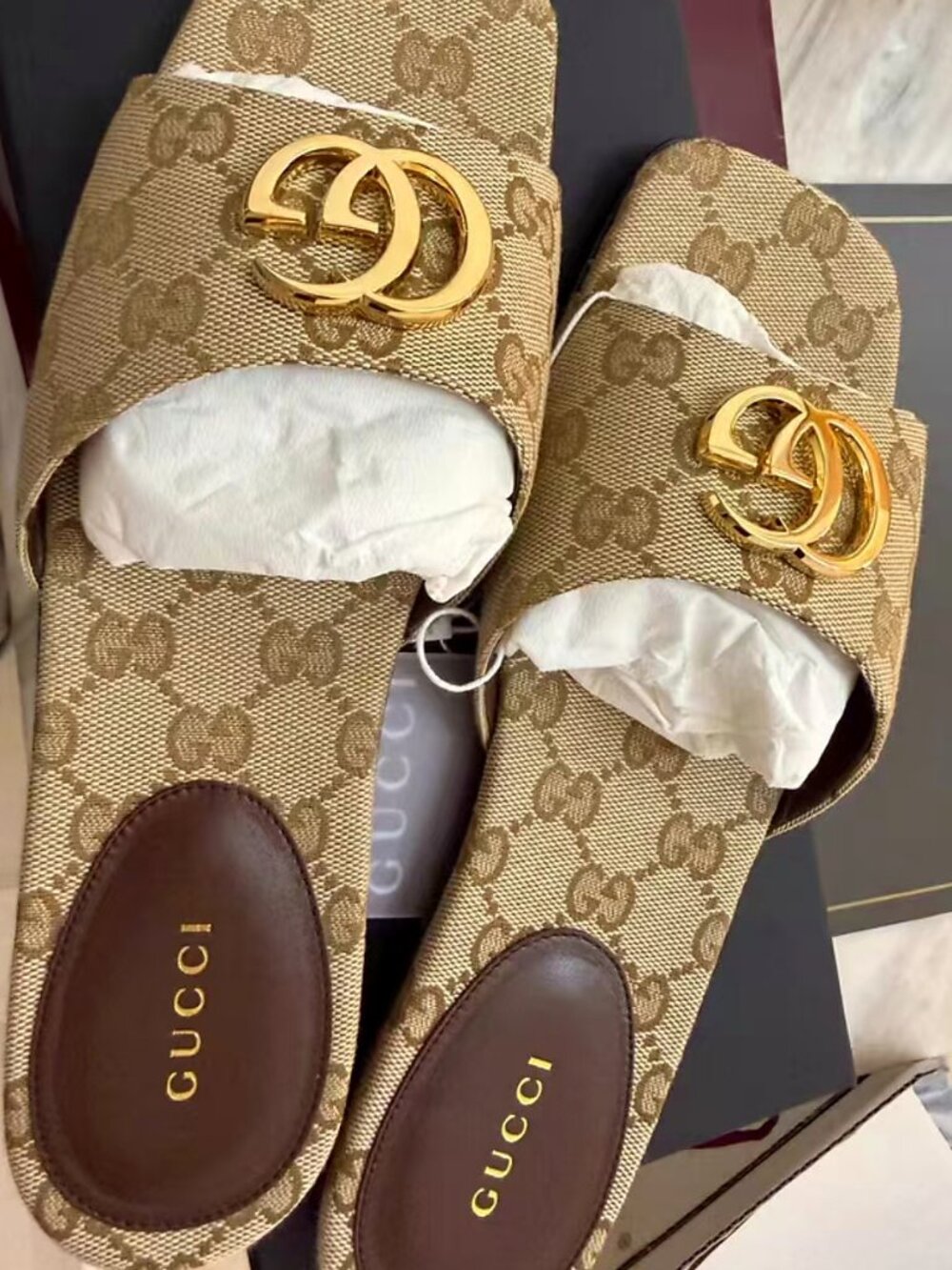 Gucci Canvas GG Flat Slides